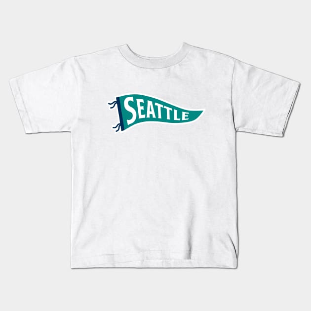 Seattle Pennant - White Kids T-Shirt by KFig21